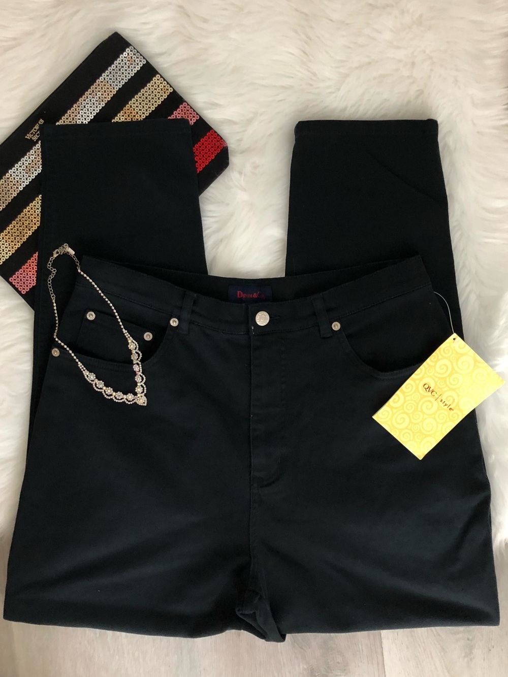 NWT Denim & Co. Black Stretch Jeans Size 14
